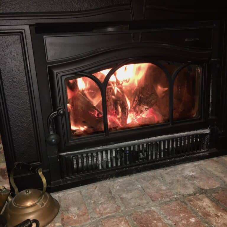 fireplace with a proper door