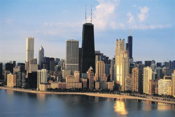 chicago skyline from Lake michigan