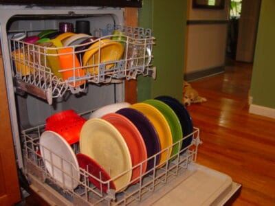 dishwasher with clean fiestaware dishes
