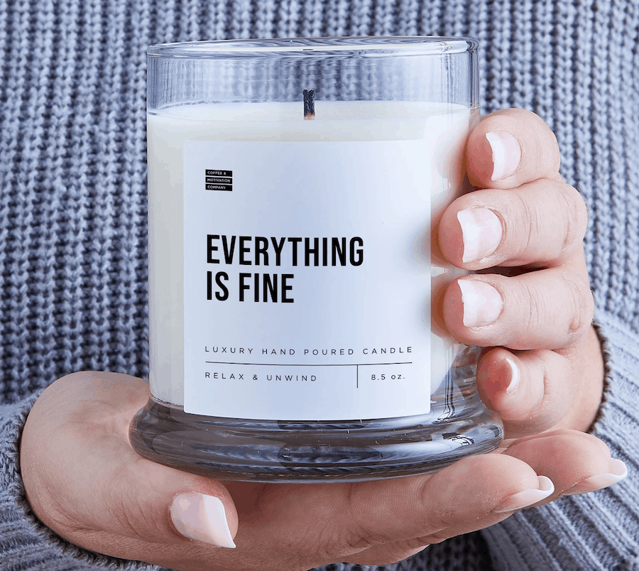 coffee and motivation everything is fine candle fire anniversary gift idea
