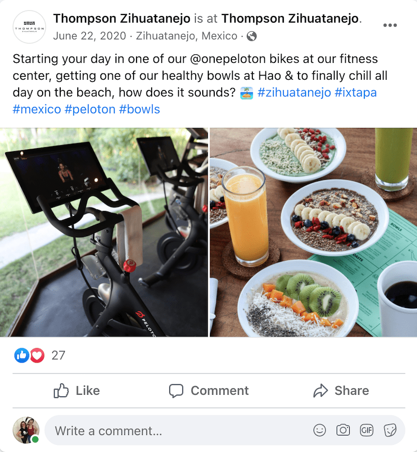 Thompson Zihuatanejo Mexico facebook post peloton bikes