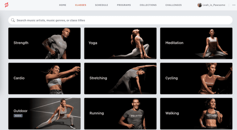 peloton search bar