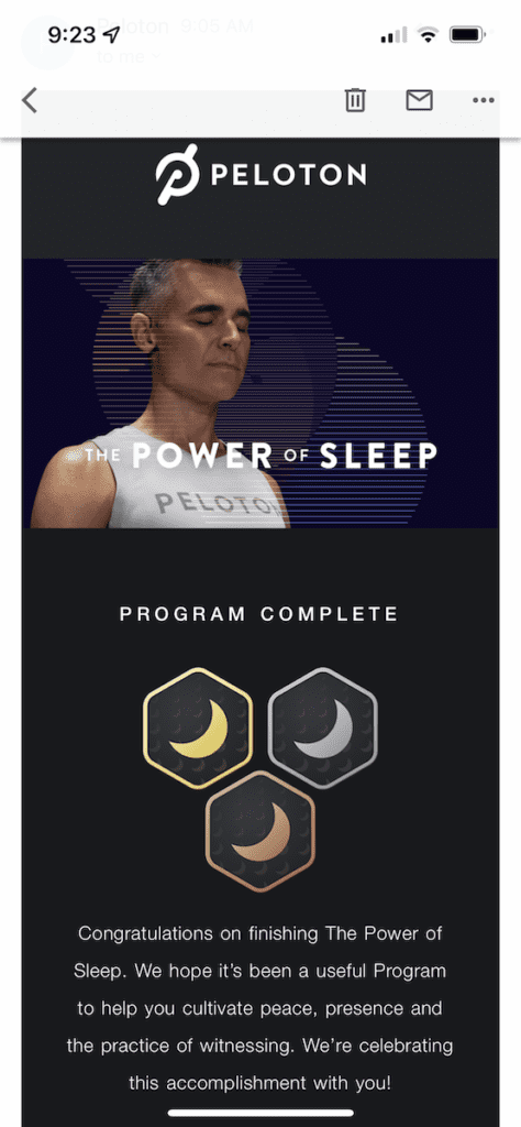 the power of sleep peloton meditation completed