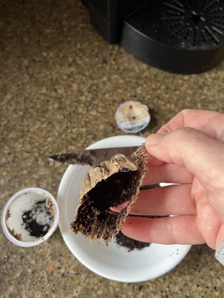 holding filter cut out of k cup