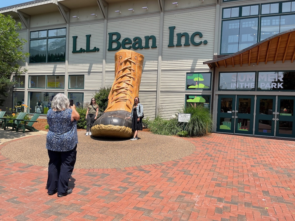 taking picture by ll bean boot freeport maine