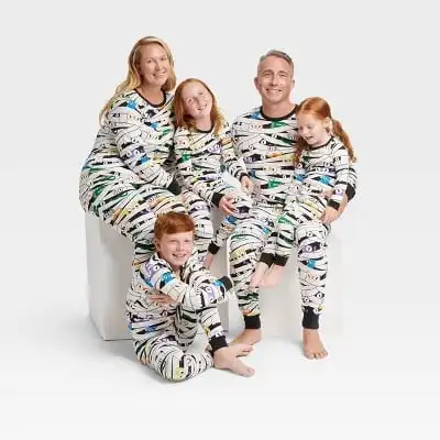 Glow-In-The-Dark Mummy Halloween Matching Family Pajama Set