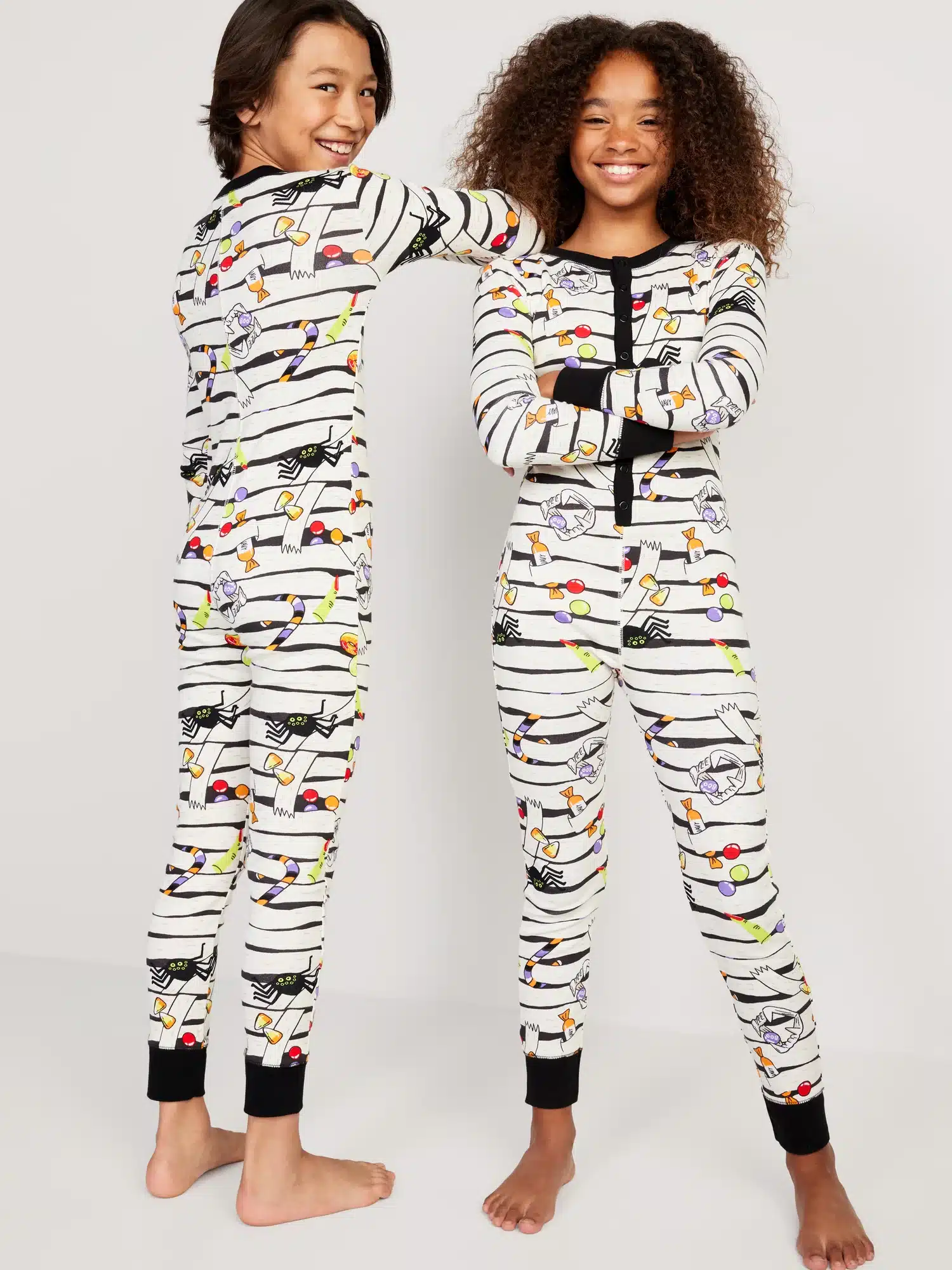 Gender-Neutral Matching Snug-Fit One-Piece Pajamas for Kids