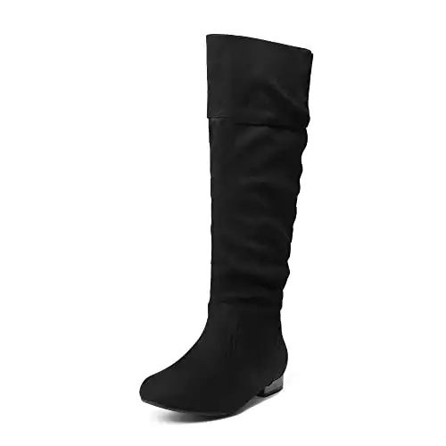 DREAM PAIRS Women's Wide Calf Knee High Boots, Fur Lined Side Zipper Suede