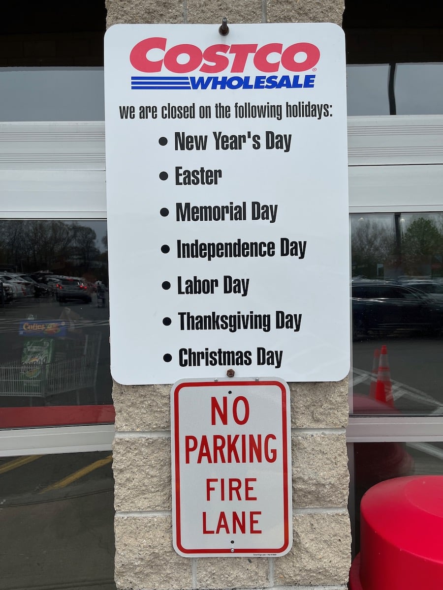costco holiday closure sign new vertical