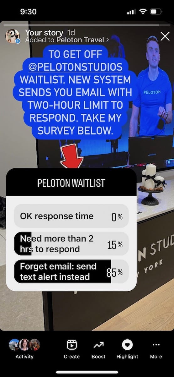 survey results about new peloton waitlist system