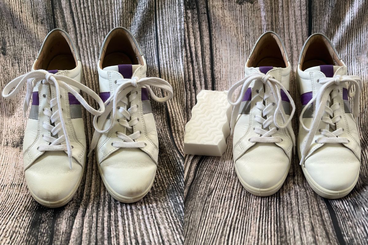 white sneakers before and after