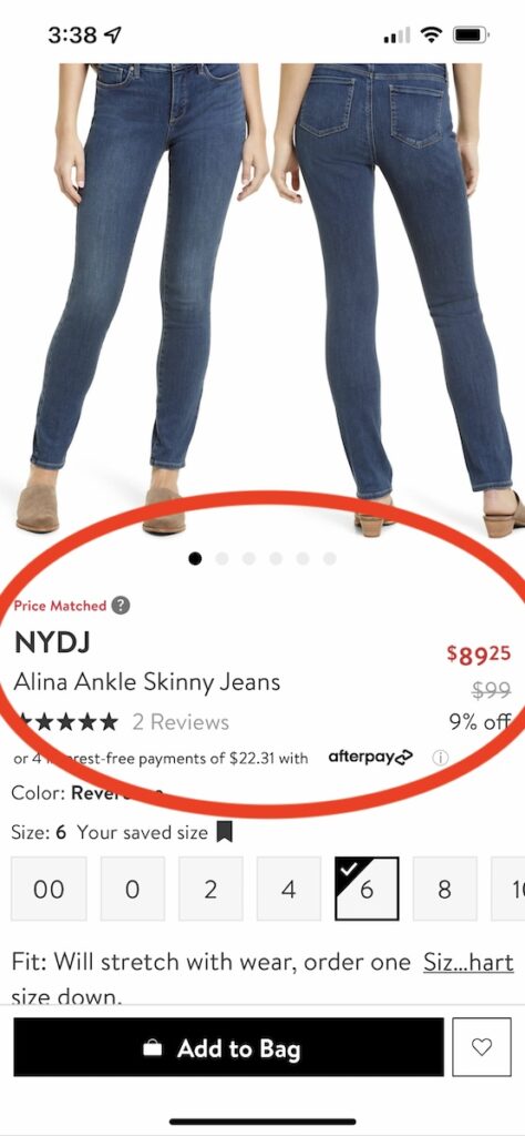 Price matching at Nordstrom.